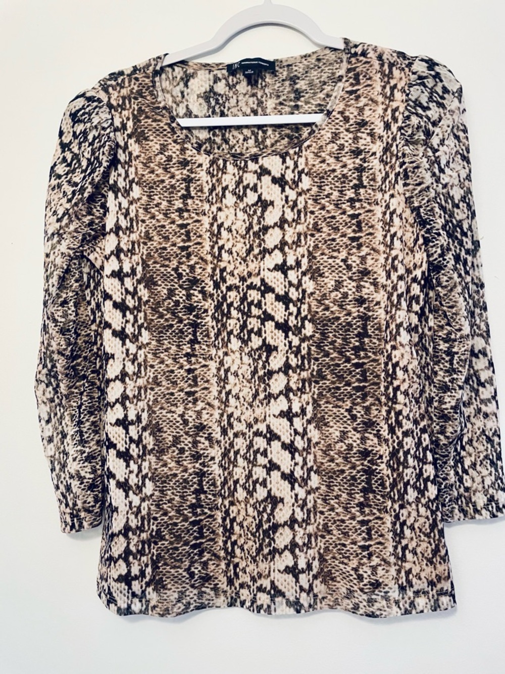 Women’s Brown Snake-Print Long Sleeve Top